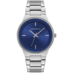Caravelle by Bulova Modern Quartz Blue Dial Stainless Steel Bracelet and Watch Set 40mm - 43K101