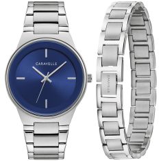 Caravelle by Bulova Modern Quartz Blue Dial Stainless Steel Bracelet and Watch Set 40mm - 43K101 Caravelle by Bulova Modern Quartz Blue Dial Stainless Steel Bracelet and Watch Set 40mm - 43K101