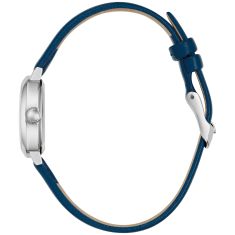 Caravelle by Bulova Vintage Classic Quartz White Dial Blue Leather Watch 18.5mm - 43L227