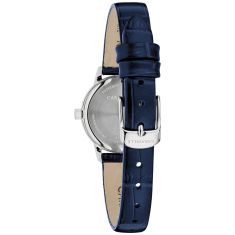 Caravelle By Bulova Classic Quartz Blue Dial Blue Leather Strap Watch 25mm - 43L229