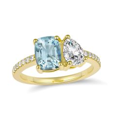 Personalized Toi et Moi Gemstone and 1/8ctw Lab Grown Diamond or Created White Sapphire Ring Personalized Toi et Moi Gemstone and 1/8ctw Lab Grown Diamond or Created White Sapphire Ring