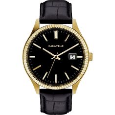 Caravelle by Bulova Dress Quartz Black Dial Black Leather Watch 41mm - 44B118 Caravelle by Bulova Dress Quartz Black Dial Black Leather Watch 41mm - 44B118