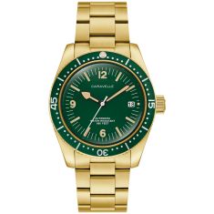 Caravelle by Bulova Vintage Sea Hunter Automatic Green Dial Gold-Tone Stainless Steel Watch 39mm - 44B128 Caravelle by Bulova Vintage Sea Hunter Automatic Green Dial Gold-Tone Stainless Steel Watch 39mm - 44B128