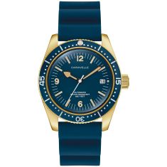 Caravelle by Bulova Vintage Sea Hunter Automatic Blue Dial Rubber Watch 39mm - 44B129 Caravelle by Bulova Vintage Sea Hunter Automatic Blue Dial Rubber Watch 39mm - 44B129