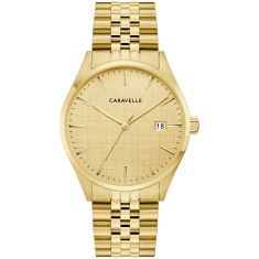 Caravelle by Bulova Classic Quartz Champagne Dial Gold-Tone Stainless Steel Watch 39mm - 44B132 Caravelle by Bulova Classic Quartz Champagne Dial Gold-Tone Stainless Steel Watch 39mm - 44B132