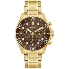 Caravelle by Bulova Sport Quartz Brown Dial Gold-Tone Stainless Steel Watch 40mm - 44B136 Caravelle by Bulova Sport Quartz Brown Dial Gold-Tone Stainless Steel Watch 40mm - 44B136