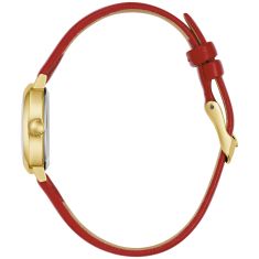 Caravelle by Bulova Vintage Classic Quartz White Dial Red Leather Watch 18.5mm - 44L270