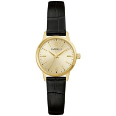 Caravelle By Bulova Classic Quartz Champagne Dial Black Leather Strap Watch 25mm - 44L272 Caravelle By Bulova Classic Quartz Champagne Dial Black Leather Strap Watch 25mm - 44L272