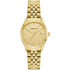 Caravelle by Bulova Classic Quartz Champagne Dial Gold-Tone Stainless Steel Watch 28mm - 44M117 Caravelle by Bulova Classic Quartz Champagne Dial Gold-Tone Stainless Steel Watch 28mm - 44M117