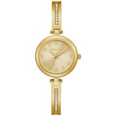 Caravelle by Bulova Dress Quartz Champagne Dial Gold-Tone Stainless Steel Watch 26mm - 44X100 Caravelle by Bulova Dress Quartz Champagne Dial Gold-Tone Stainless Steel Watch 26mm - 44X100