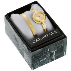 Caravelle by Bulova Dress Quartz Champagne Dial Gold-Tone Stainless Steel Watch 26mm - 44X100