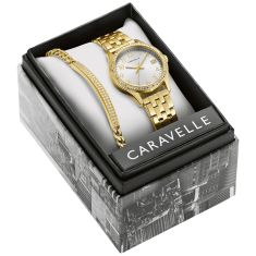Caravelle by Bulova Dress Quartz Silver-Tone Dial Gold-Tone Stainless Steel Watch 32mm - 44X101