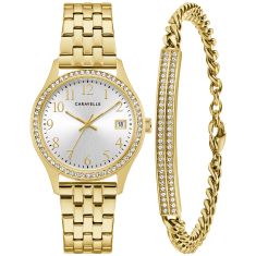 Caravelle by Bulova Dress Quartz Silver-Tone Dial Gold-Tone Stainless Steel Watch 32mm - 44X101 Caravelle by Bulova Dress Quartz Silver-Tone Dial Gold-Tone Stainless Steel Watch 32mm - 44X101