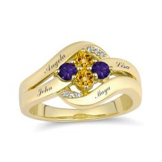 Personalized Gemstone and Lab Grown Diamond or Created White Sapphire Accent Family Ring Personalized Gemstone and Lab Grown Diamond or Created White Sapphire Accent Family Ring