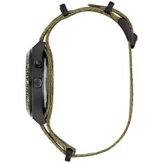 Caravelle by Bulova Vintage Light Up Quartz Green Dial Camouflage Fabric Strap Watch 39mm - 45C121