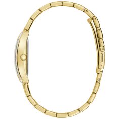 Caravelle by Bulova Dress Quartz Champagne Dial Crystal Accent Gold-Tone Stainless Steel Watch 21.5mm - 45L192