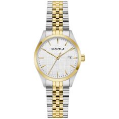 Caravelle by Bulova Classic Quartz Silver-Tone Dial Two-Tone Stainless Steel Watch 28mm - 45M121 Caravelle by Bulova Classic Quartz Silver-Tone Dial Two-Tone Stainless Steel Watch 28mm - 45M121