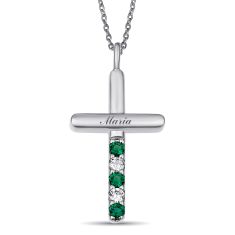 Personalized Gemstone Family Cross Pendant Necklace Personalized Gemstone Family Cross Pendant Necklace