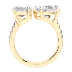 4 1/5ctw Emerald and Oval Lab Grown Diamond Toi et Moi Yellow Gold Engagement Ring