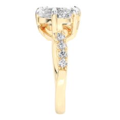 4 1/5ctw Emerald and Oval Lab Grown Diamond Toi et Moi Yellow Gold Engagement Ring