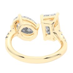 4 1/5ctw Emerald and Oval Lab Grown Diamond Toi et Moi Yellow Gold Engagement Ring