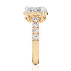 4 3/8ctw Emerald and Oval Lab Grown Diamond Toi et Moi Yellow Gold Engagement Ring