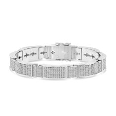 4ctw Diamond Sterling Silver Bracelet | Men's | 10.9mm