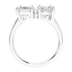4ctw Emerald and Oval Lab Grown Diamond Toi et Moi White Gold Engagement Ring