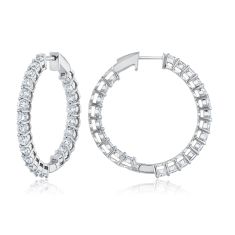 4ctw Lab Grown Diamond White Gold Inside Out Hoop Earrings