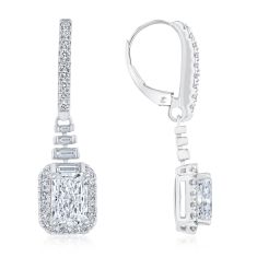 4ctw Multi-Shaped Lab Grown Diamond White Gold Drop-Hoop Earrings