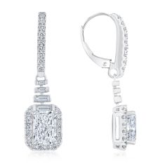 4ctw Multi-Shaped Lab Grown Diamond White Gold Leverback Earrings