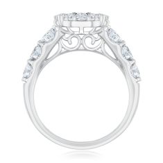 4ctw Oval Lab Grown Diamond Halo Engagement and Wedding Ring Bridal Set
