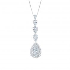 4ctw Pear Lab Grown Diamond Halo White Gold Drop Pendant Necklace