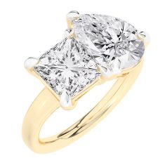 4ctw Princess and Pear Lab Grown Diamond Toi et Moi White Gold Engagement Ring
