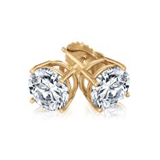4ctw Round Lab Grown Diamond Yellow Gold Solitaire Earrings