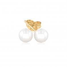 5-5.5mm Freshwater Cultured Pearl Yellow Gold Stud Earrings