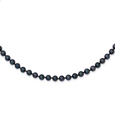 5-6mm Round Black Saltwater Akoya Cultured Pearl Necklace