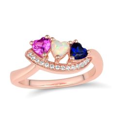Personalized Gemstone and 1/20ctw Lab Grown Diamond or Created White Sapphire Family Ring Personalized Gemstone and 1/20ctw Lab Grown Diamond or Created White Sapphire Family Ring