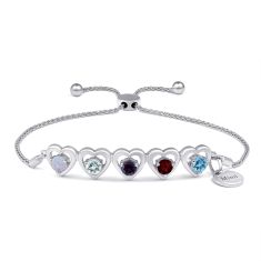 Personalized Gemstone Family and Mother's Hearts Bolo Bracelet Personalized Gemstone Family and Mother's Hearts Bolo Bracelet