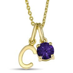 Personalized Gemstone and Initial Pendant Necklace Personalized Gemstone and Initial Pendant Necklace