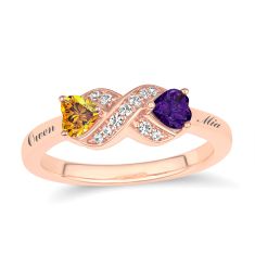 Personalized Gemstone and Accent Lab Grown Diamond or Created White Sapphire Couple's Infinity Ring Personalized Gemstone and Accent Lab Grown Diamond or Created White Sapphire Couple's Infinity Ring