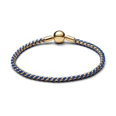 Pandora Blue Cord Gold-Plated Box Chain Bracelet