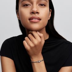 Pandora Blue Cord Gold-Plated Box Chain Bracelet