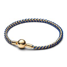 Pandora Blue Cord Gold-Plated Box Chain Bracelet Pandora Blue Cord Gold-Plated Box Chain Bracelet