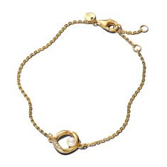 Pandora Essence Organically Shaped Pavé Circle & Treated Freshwater Cultured Pearl Gold-Plated Bracelet 1