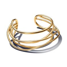 Pandora Essence Organically Shaped Wired Gold-Plated Open Bangle Bracelet