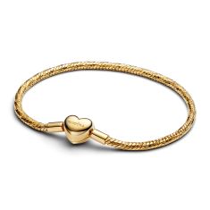 Pandora Heart Clasp Faceted Gold-Plated Snake Chain Bracelet 1