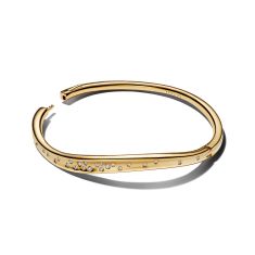 Pandora Essence Organically Shaped Stone-Set Gold-Plated Bangle Bracelet