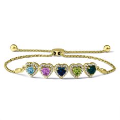 Personalized Birthstone Family Hearts Bolo Bracelet Personalized Birthstone Family Hearts Bolo Bracelet