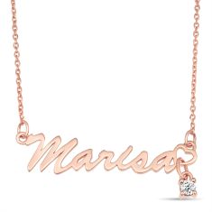 Personalized Gemstone or 1/10ctw Lab Grown Diamond Nameplate Necklace Personalized Gemstone or 1/10ctw Lab Grown Diamond Nameplate Necklace